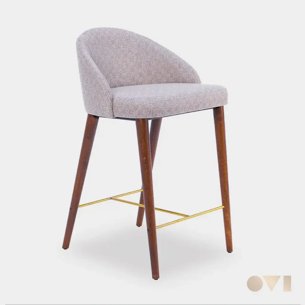 MAZOR | CAFE FABRIC WOODEN BAR CHAIR 