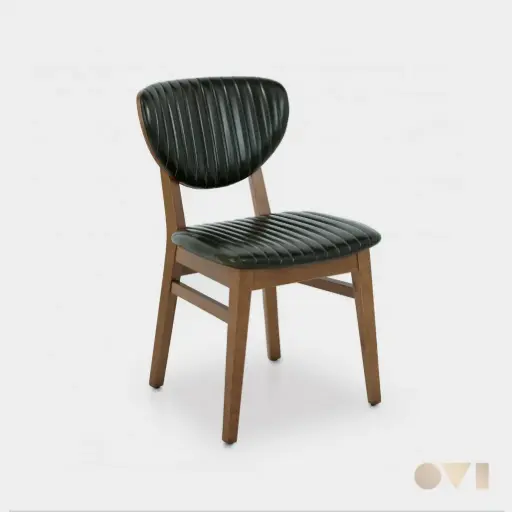 [DXI01-sa] DAXI | VERTICALLY STITCHED LEATHER WOODEN CHAIR